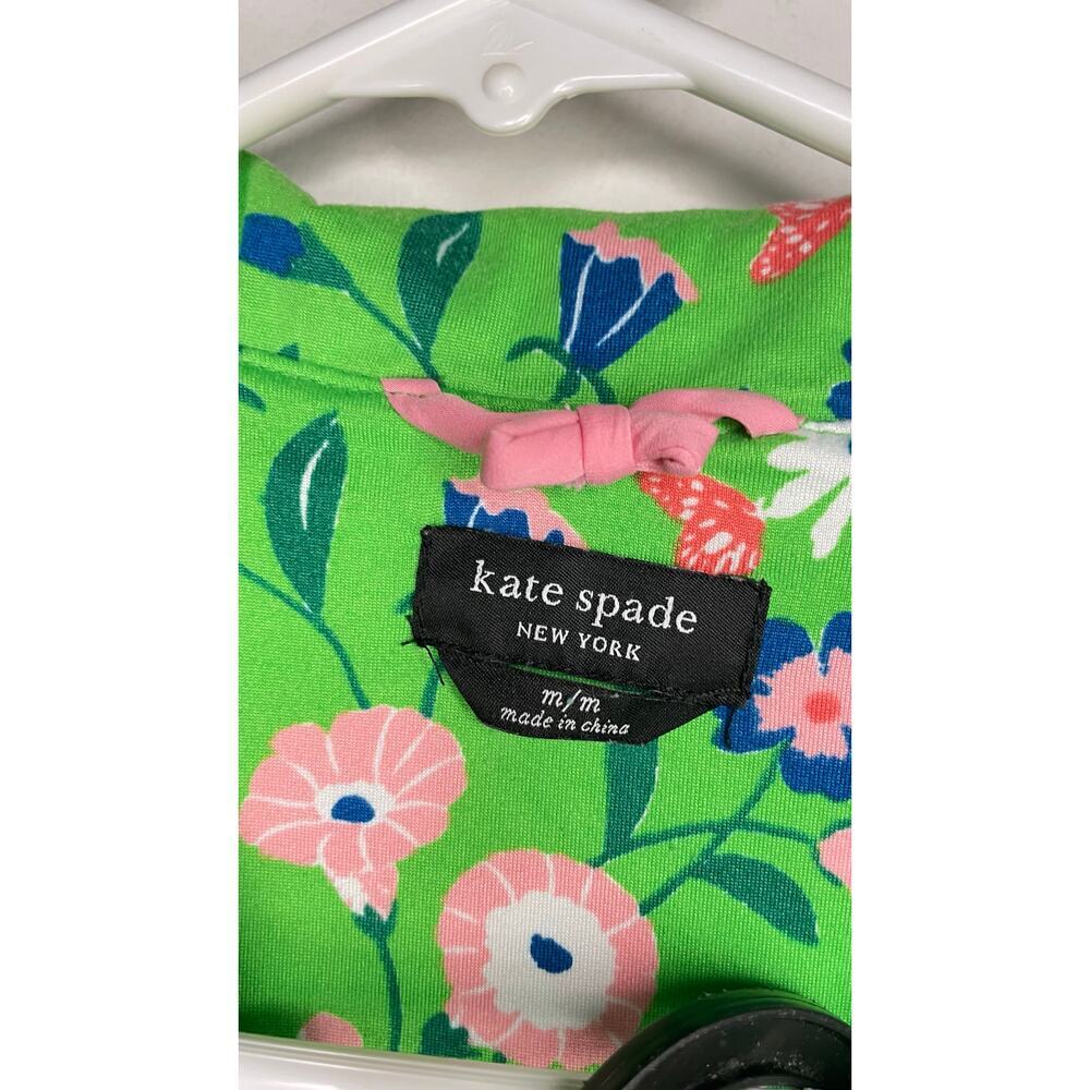 Kate Spade Floral Pajama Set – Green Button-Up Top & Pants - Picture 10 of 11